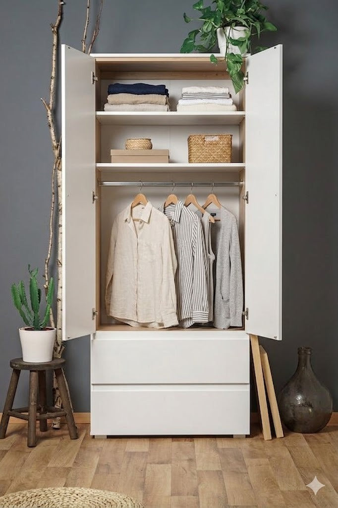 Wardrobe – White, 80 x 50 x 200 cm | WD34