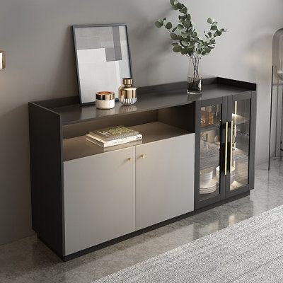 بوفيه لون أسود ورمادي – 160 × 40 × 90 سم | SB13