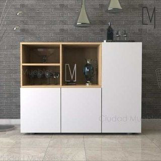بوفيه لون أبيض وبيج – 150 × 40 × 90 سم | SB24