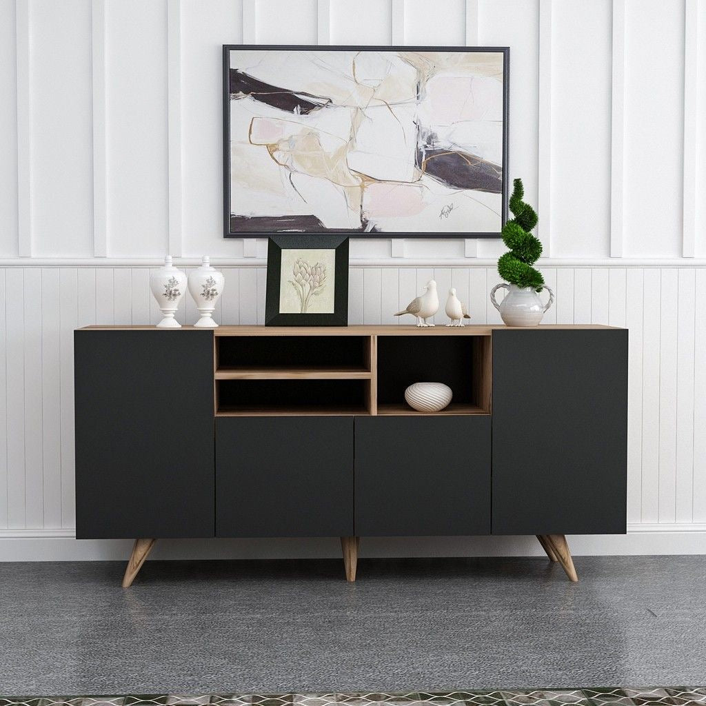 Black and Beige Buffet Cabinet (160 x 40 x 90 cm) – SB30