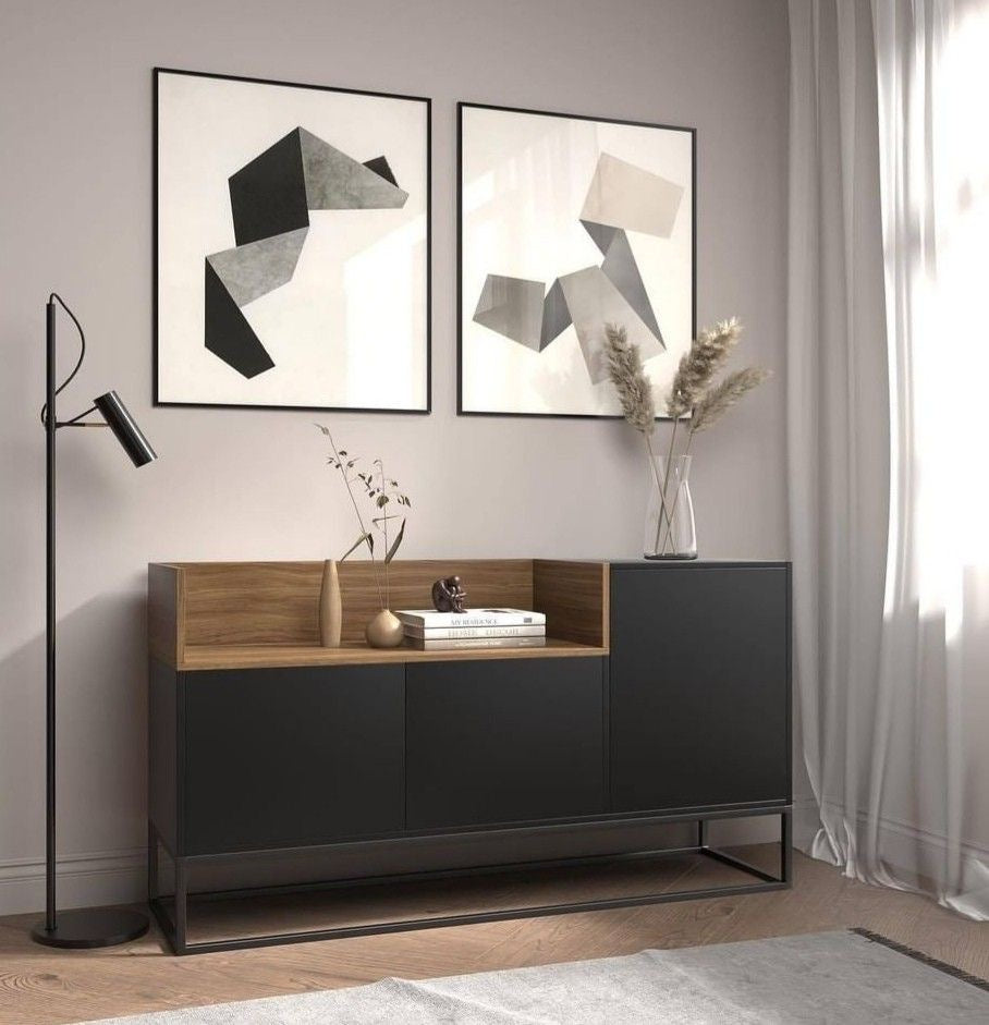 SB31 Buffet Cabinet – Black and Beige, 150 x 40 x 110 cm