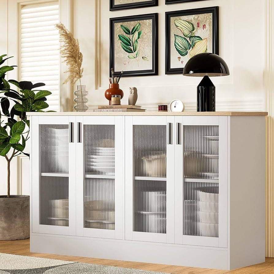 White and Beige Buffet Cabinet (140 x 40 x 80 cm) – SB40