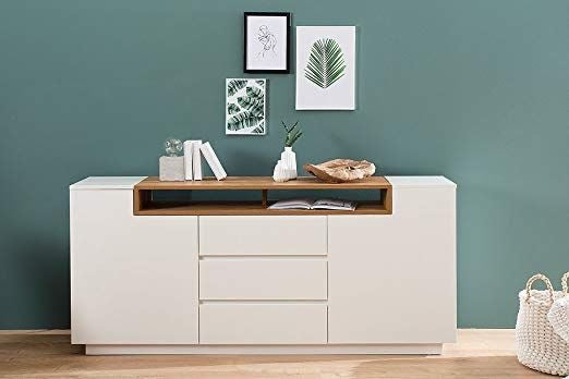 SB48 Sideboard – White and Brown, 160 x 40 x 90 cm