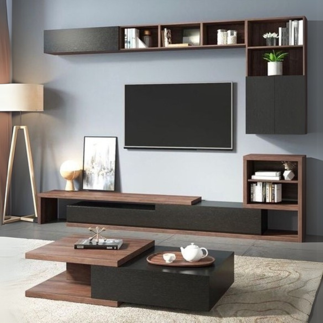 SET27 Living Room Set – Black and Brown, 240 x 40 x 40 cm