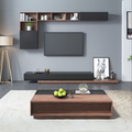 SET3 Living Room Set – Black and Wooden, 200 x 40 x 40 cm