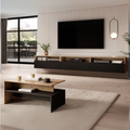 SET52 Living Room Set – Black and Wooden, 160 x 40 x 40 cm