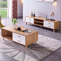 SET7 Living Room Set – White and Wooden, 180 x 40 x 40 cm