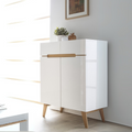 Shoe Storage Cabinet in White and Wooden | 80 x 40 x 110 cm | SU10