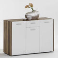 SU14 Shoe Cabinet – White and Wooden, 120 x 40 x 100 cm