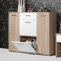 SU17 Shoe Storage Cabinet – White and Wooden, 120 x 40 x 100 cm