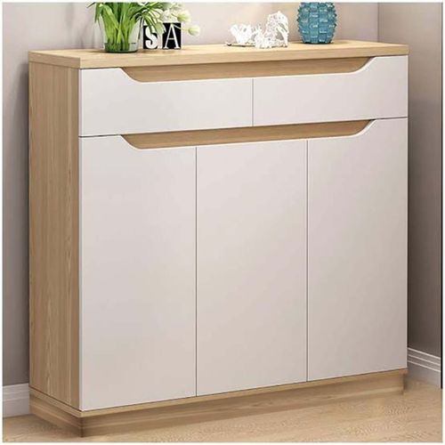 White and Wooden Shoe Storage Cabinet (120 x 40 x 100 cm) – SU26