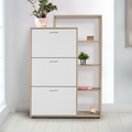 Shoe Storage Cabinet in White and Wooden | 90 x 40 x 130 cm | SU3