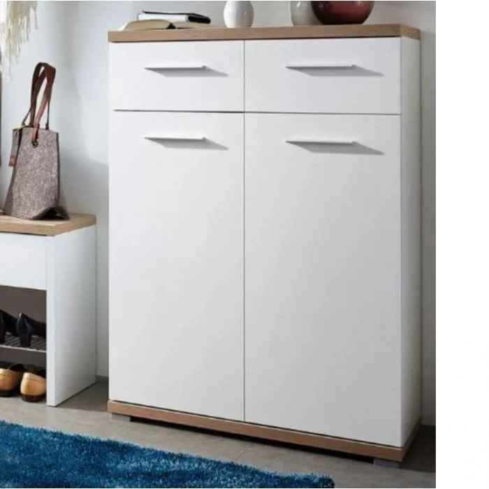 Shoe Storage Cabinet – White and Wooden, 80 x 40 x 120 cm | SU42