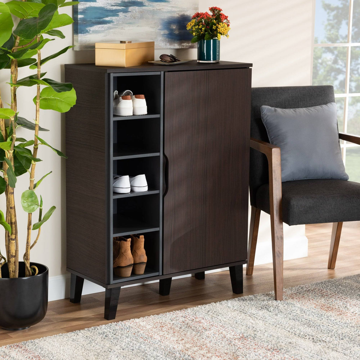 Shoe Storage Cabinet in Brown | 80 x 40 x 110 cm | SU57