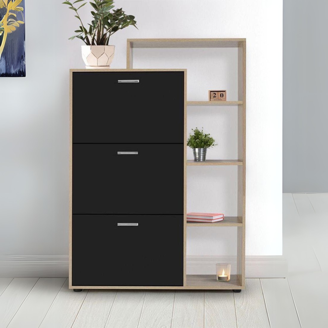 Shoe Closet in Wooden and Black | 90 x 40 x 120 cm | SU60