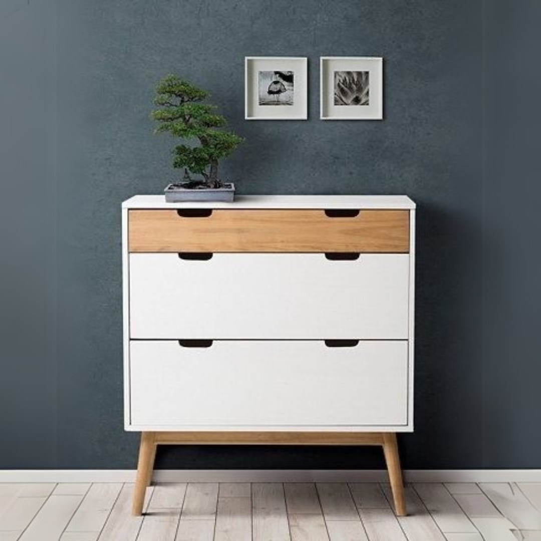 Shoe Storage Cabinet in White and Wooden | 80 x 40 x 80 cm | SU62