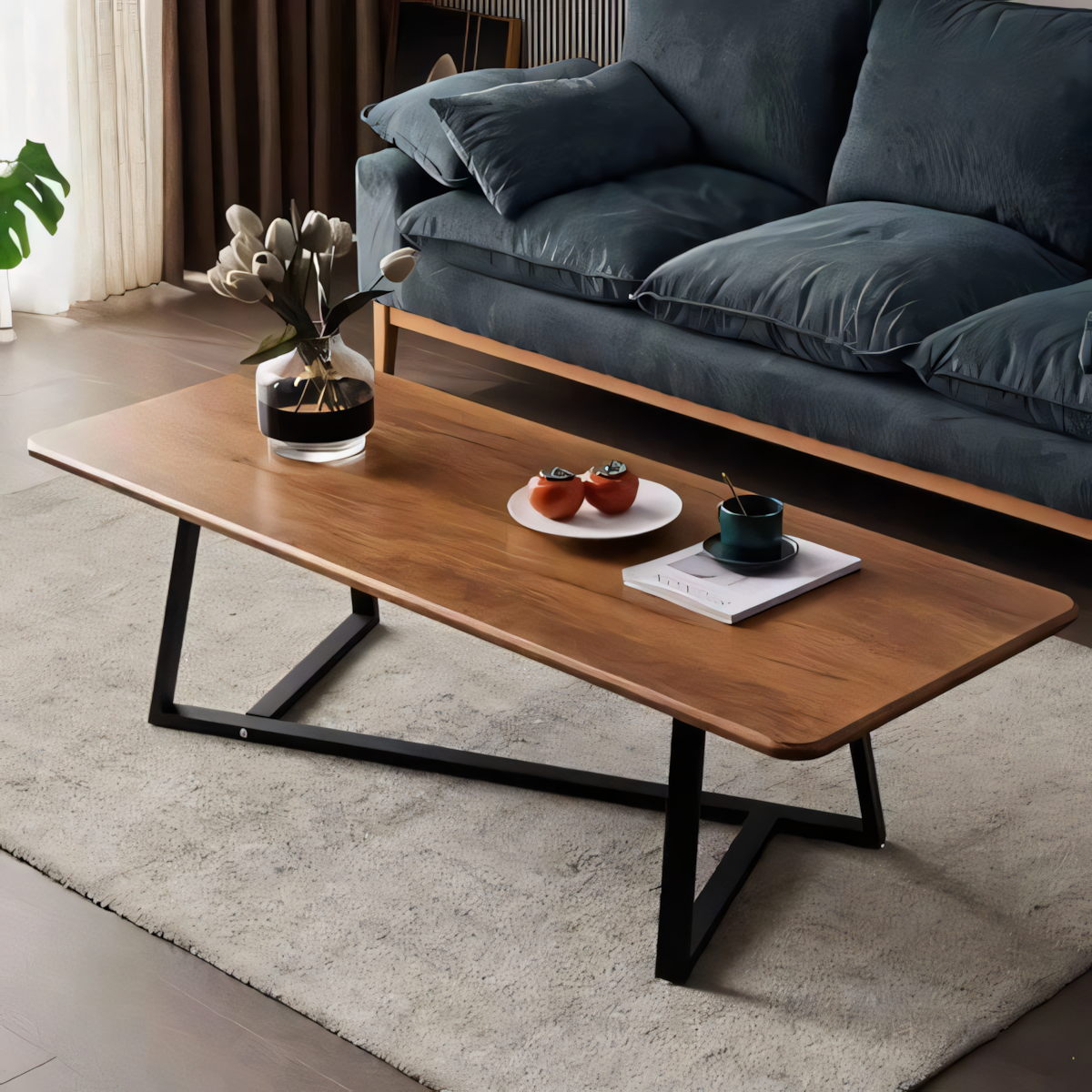 Occasional Table Unit in Black and Wooden | 100 x 50 x 40 cm | TA17