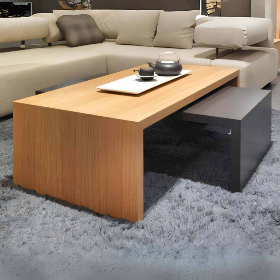 Black and Wooden Occasional Table Unit (90 x 50 x 40 cm) – TA22