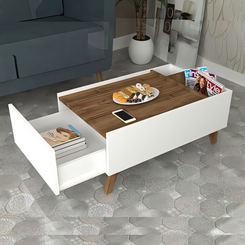 White and Brown Table Unit (100 x 50 x 40 cm) – TA23