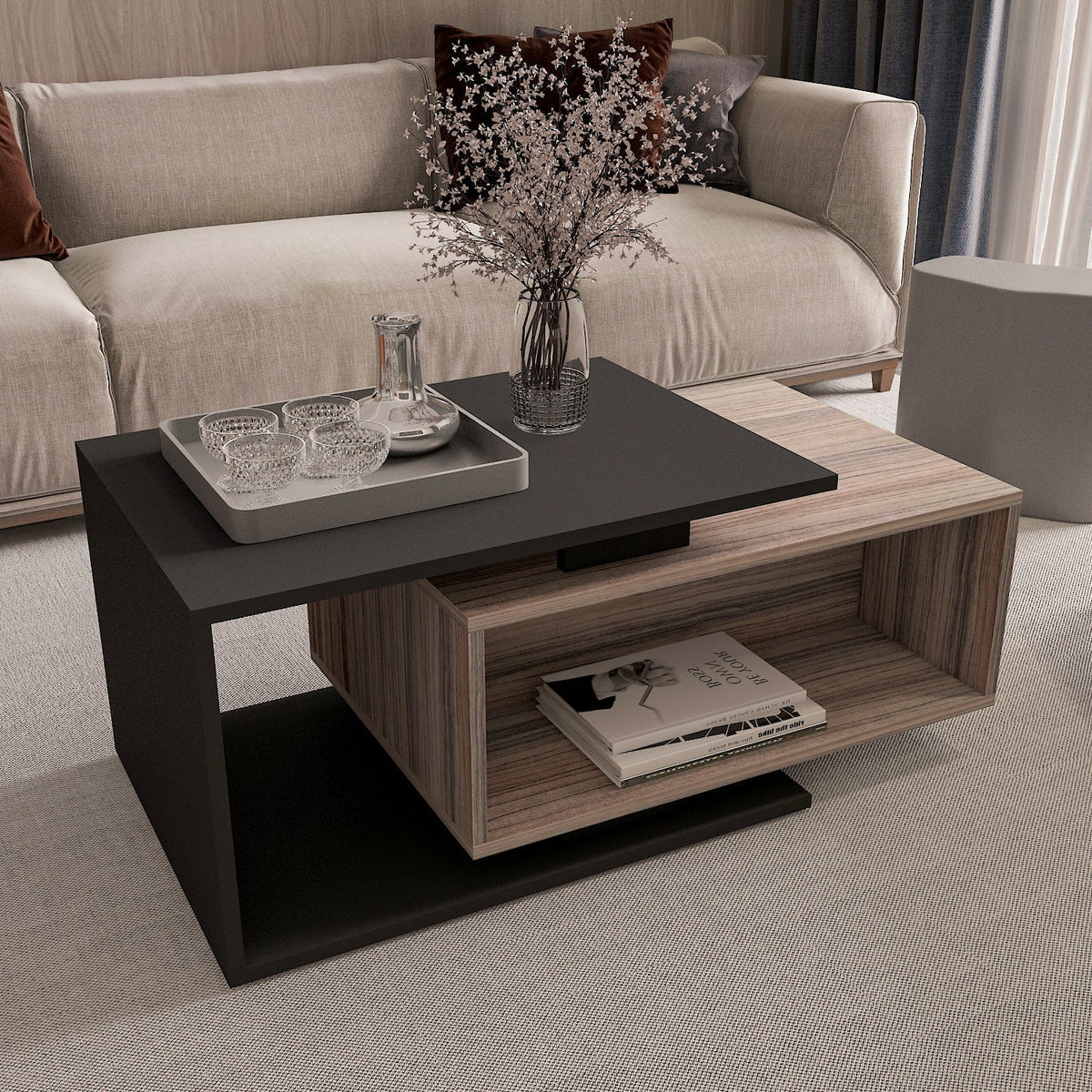 Black and Grey Occasional Table Unit (40 x 50 x 60 cm) – TA32