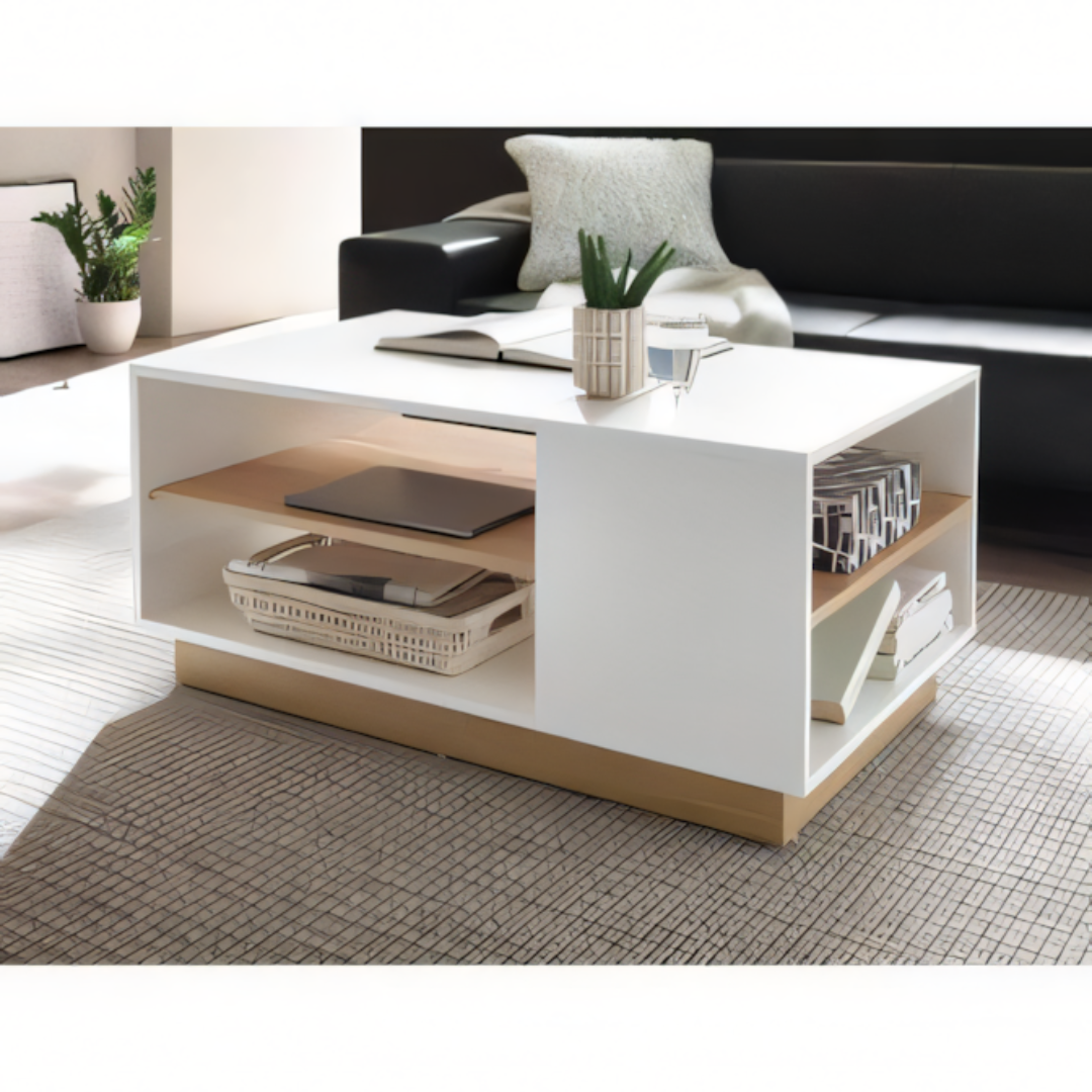 Occasional Table Unit in White and Wooden | 80 x 50 x 45 cm | TA34