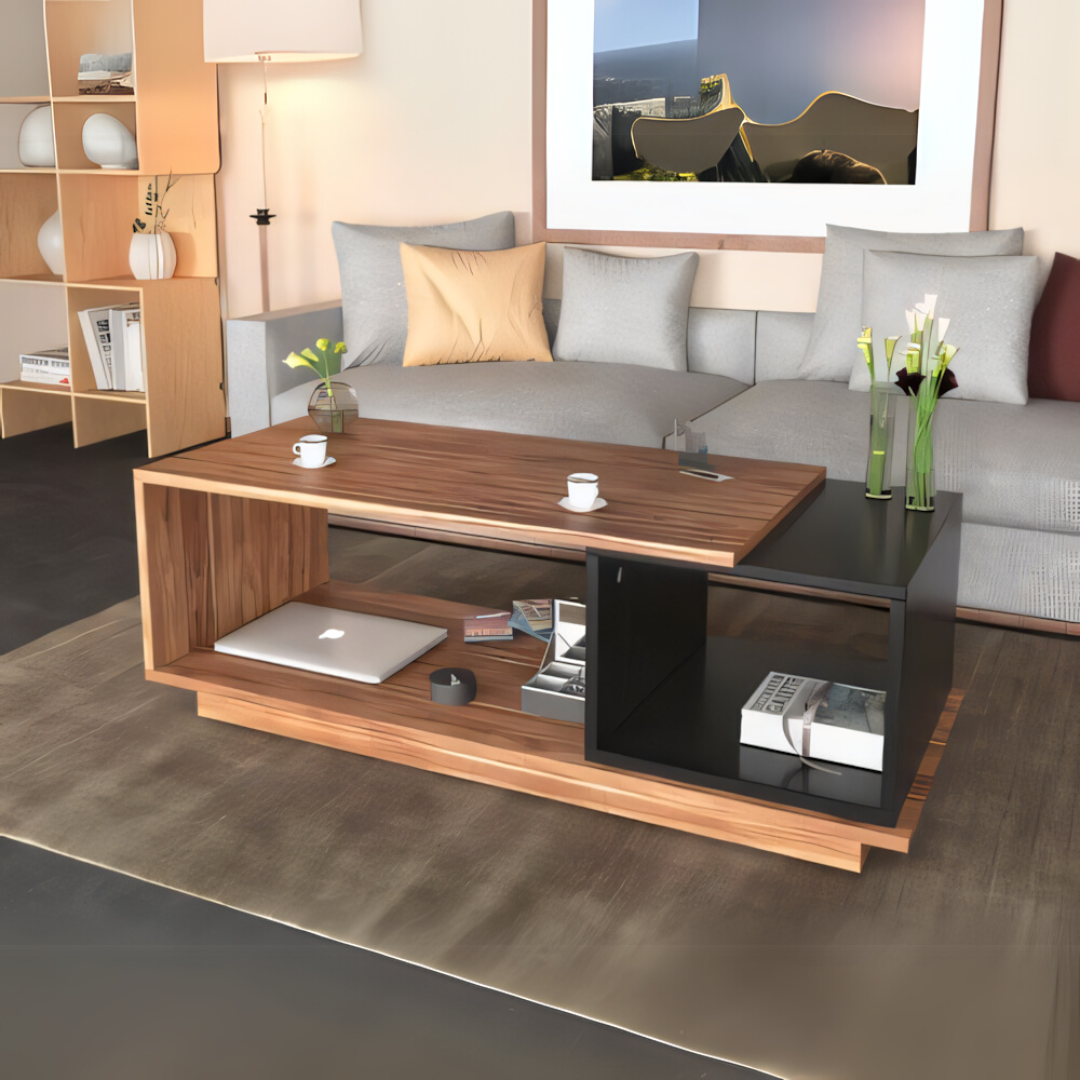 TA65 Table Unit – Wooden and Black, 100 x 50 x 40 cm