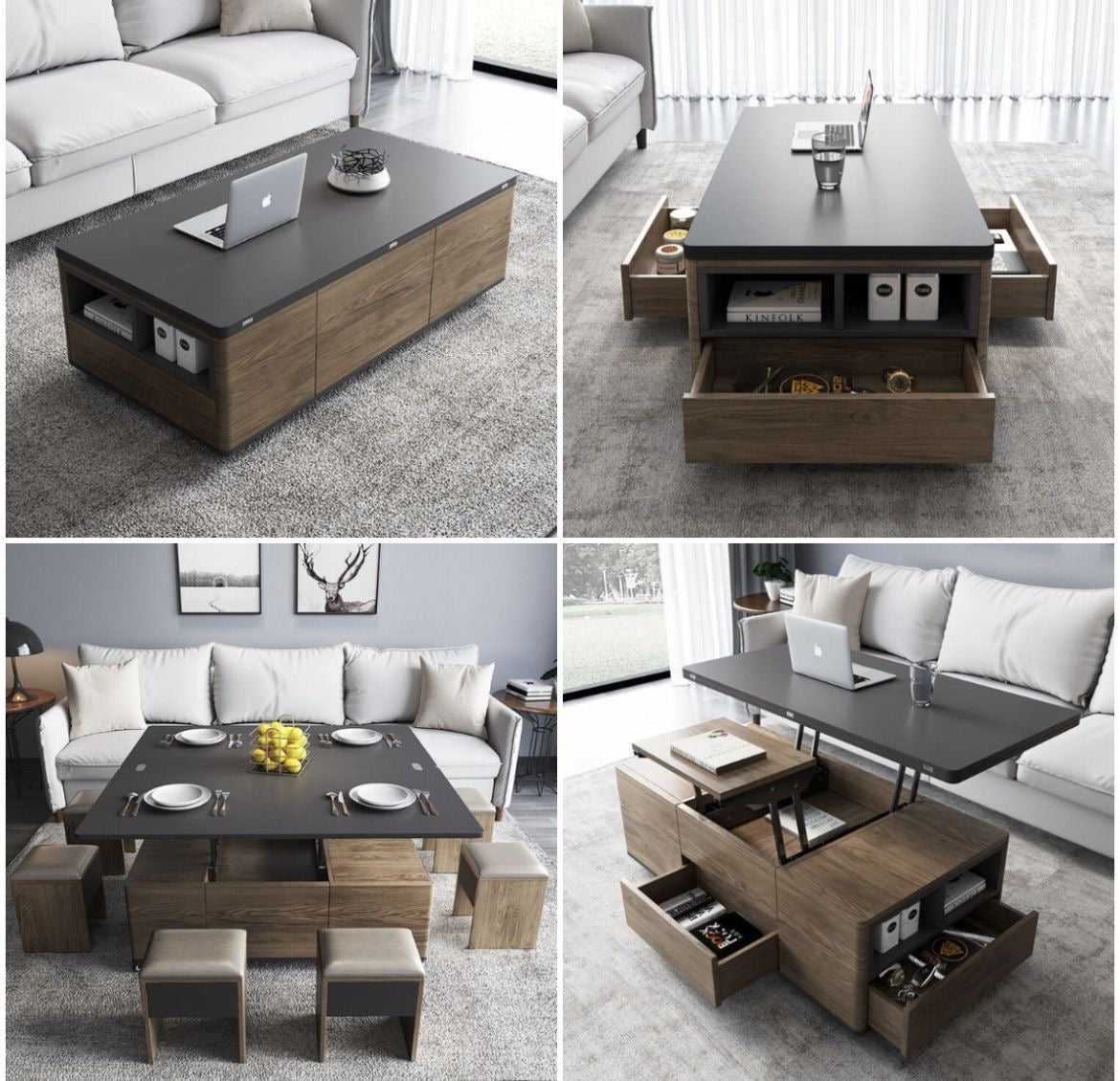 Occasional Table Unit – Beige and Dark Grey, 120 x 70 x 45 cm | TA79