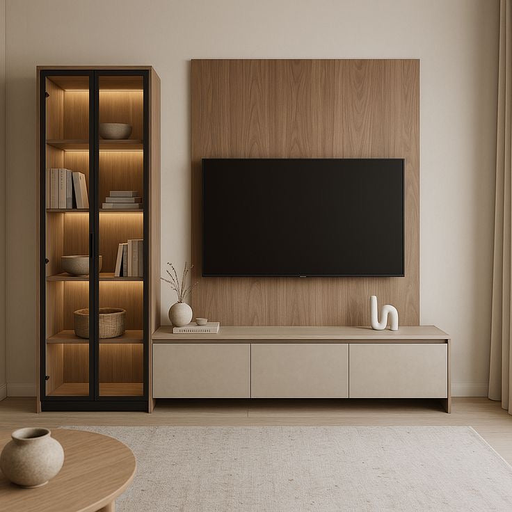TV Console – Beige and Black, 220 x 40 x 200 cm | TV109