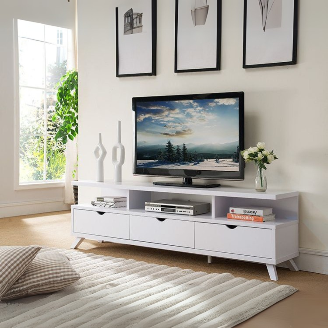 ترابيزة تليفزيون لون أبيض – 150 × 30 × 40 سم | TV16