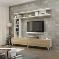 TV Console – White and Wooden, 160 x 40 x 40 cm | TV19