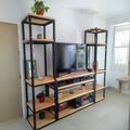 TV Unit – Black and Wooden, 160 x 35 x 160 cm | TV24