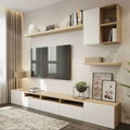 TV Console in White and Wooden | Tv48