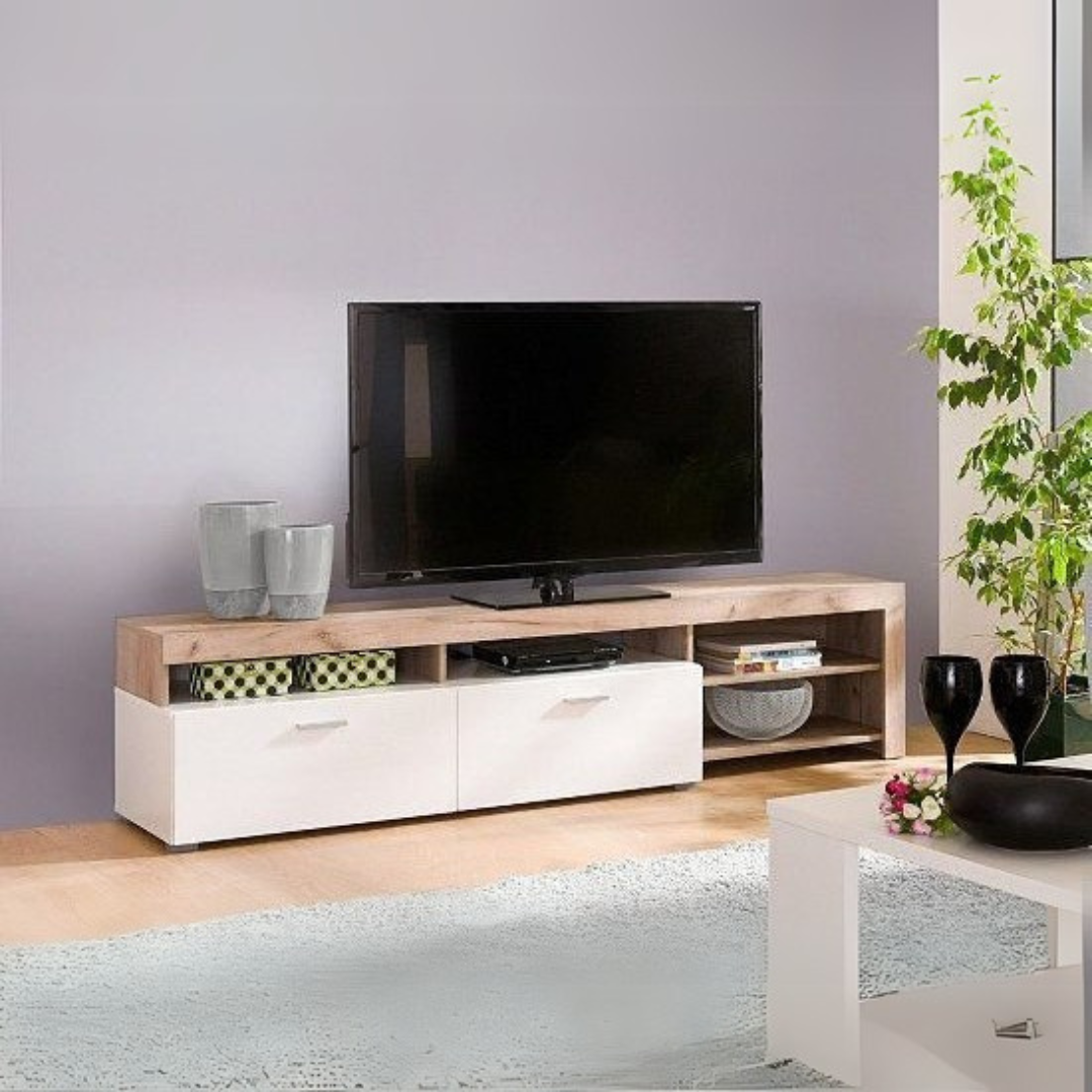 TV Stand in White and Wooden | 150 x 30 x 40 cm | TV5