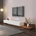 TV68 TV Stand – White and Wooden, 240 x 40 x 40 cm