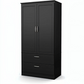 WD38 Armoire Wardrobe – Wooden and White, 160 x 50 x 220 cm