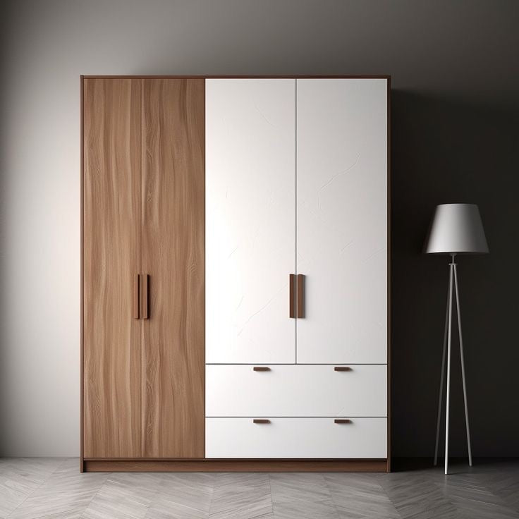 Brown and White Wardrobe (140 x 50 x 220 cm) – WD52