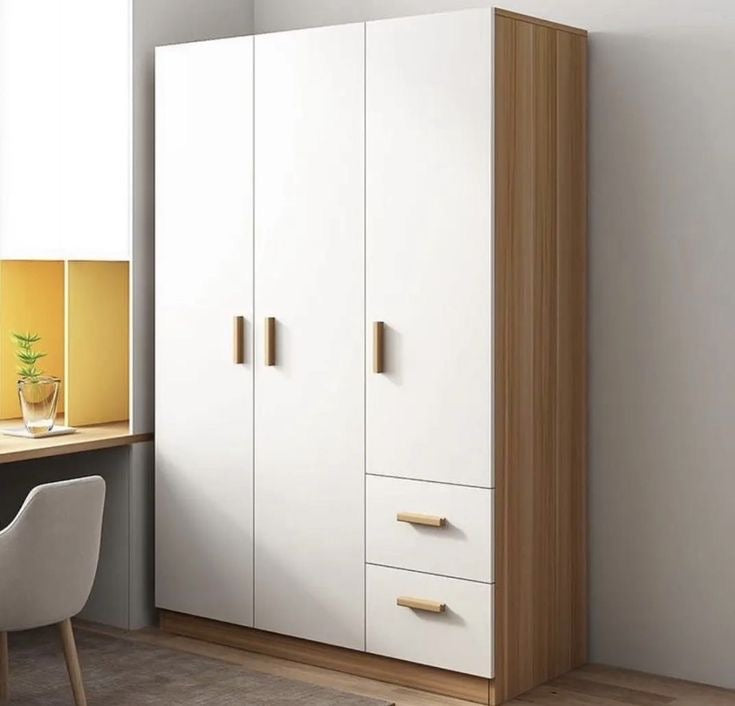 WD53 Closet Wardrobe – Beige and White, 120 x 50 x 220 cm