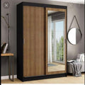 Armoire Wardrobe in Brown and Black | 120 x 50 x 220 cm | WD55