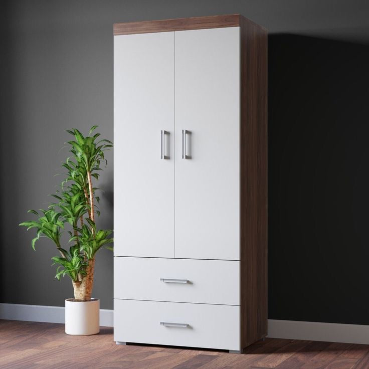 Closet Wardrobe – Brown and White, 80 x 50 x 220 cm | WD59