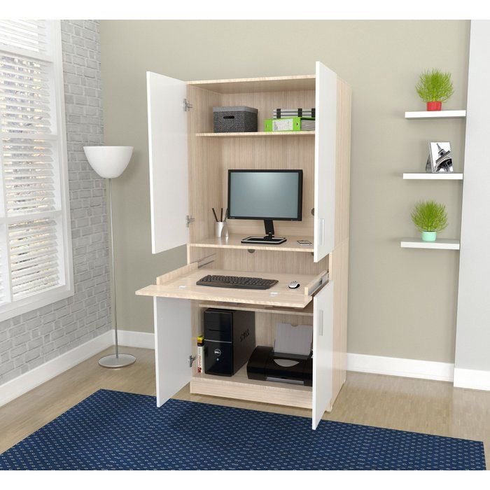 Wooden and White Desk (80 x 50 x 75 cm) – DE35