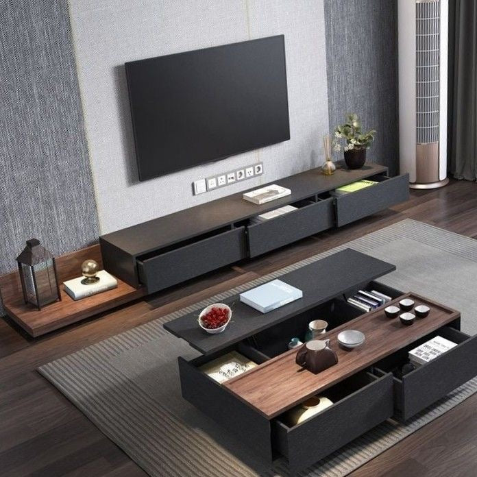 Living Room Furniture Set – Black and Brown, 240 x 40 x 40 cm | SET38