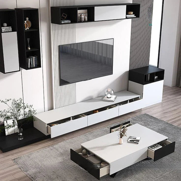 Living Room Furniture Set in Black and White | 300 x 40 x 40 cm | SET56