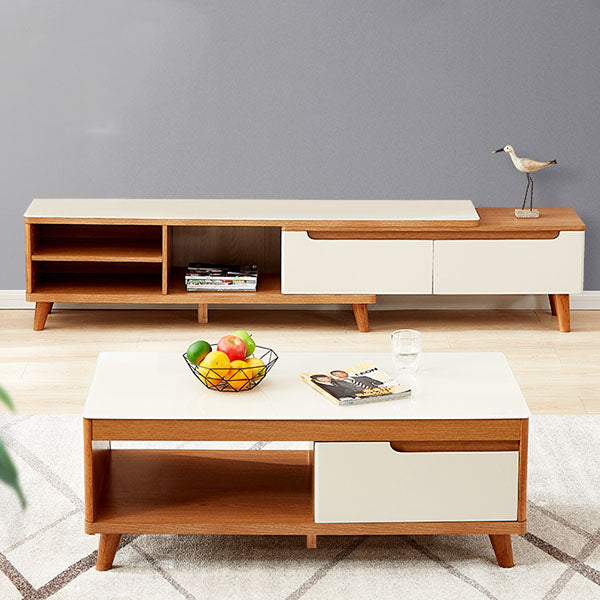 White and Wooden Living Room Furniture Set (180 x 40 x 40 cm) – SET5