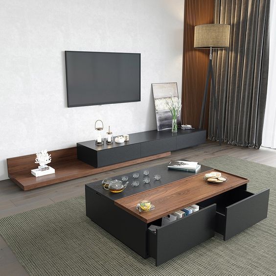 Living Room Furniture Set – Black and Brown, 240 x 40 x 40 cm | SET6