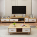 Living Room Set – White and Wooden, 220 x 40 x 40 cm | SET8
