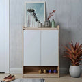 Shoe Storage Cabinet in White and Wooden | 80 x 40 x 110 cm | SU68