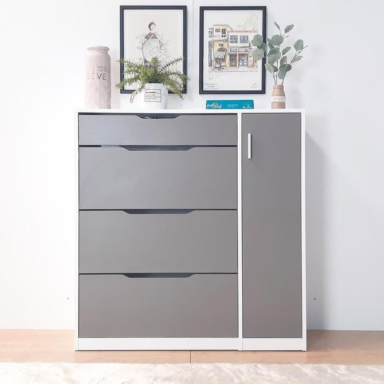 Shoe Cabinet – White and Grey, 100 x 40 x 120 cm | SU71
