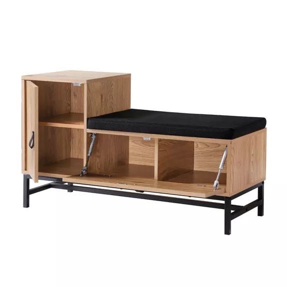 Shoe Storage Cabinet – Wooden and Black, 120 x 40 x 50 cm | SU78