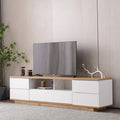 TV Stand in White and Wooden | 220 x 40 x 40 cm | TV106