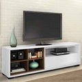 TV Console – White and Wooden, 140 x 40 x 40 cm | TV45